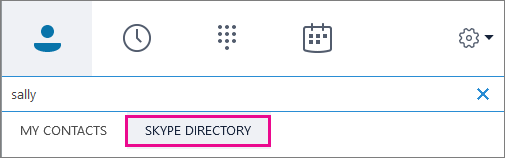 Lorsque l’annuaire Skype est activé, vous pouvez rechercher des personnes qui ont des comptes Skype.