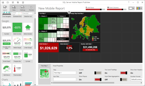 Capture d’écran du rapport mobile connecté aux données locales.