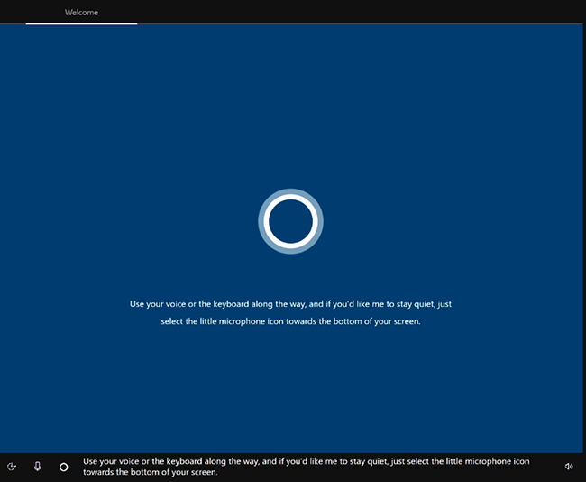 Cortana est activée pour vous guider tout au long du processus.