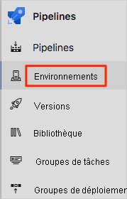 A screenshot of Azure Pipelines showing the location of the Environments menu option.