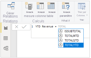Capture d’écran d’une fonction DAX tapée.