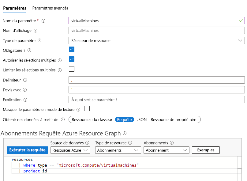 Screenshot that shows the CPU usage query in a workbook.