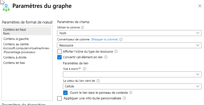 Screenshot that shows the settings for the top content of a graph in a workbook.