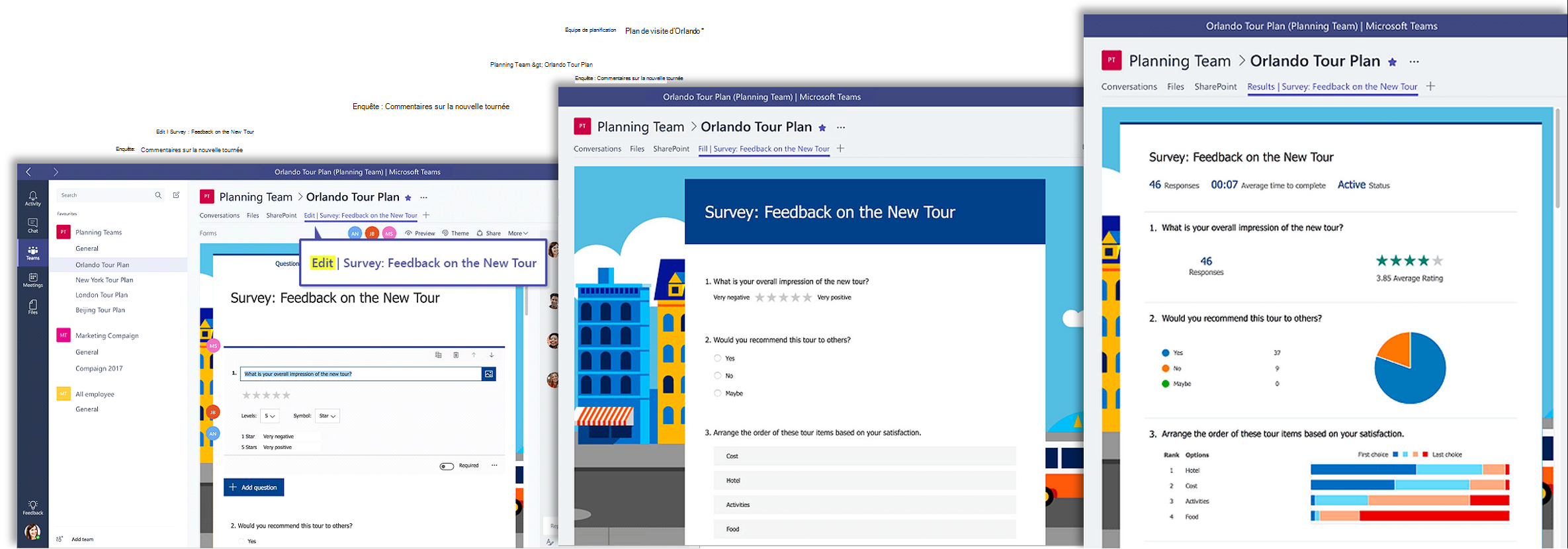 Capture d’écran du graphique illustrant forms dans Microsoft Teams.