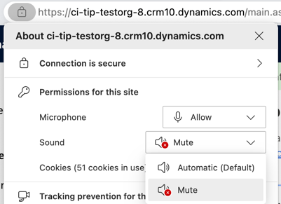 Capture d’écran montrant comment activer les autorisations sonores en sélectionnant Automatique (par défaut) après avoir sélectionné muet dans Microsoft Edge.