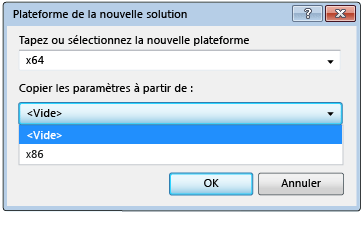 Screenshot of New solution platform dialog box.