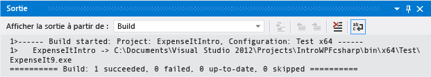 Screenshot of Output Window for C# with no build warnings