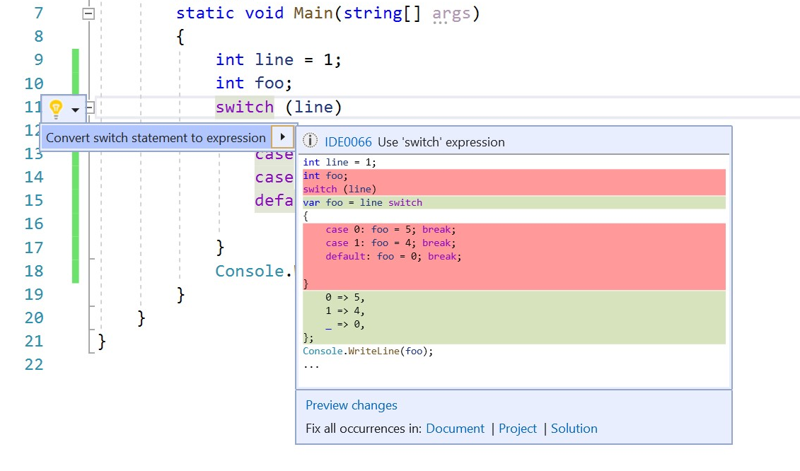 Convertir l’instruction switch en expression switch