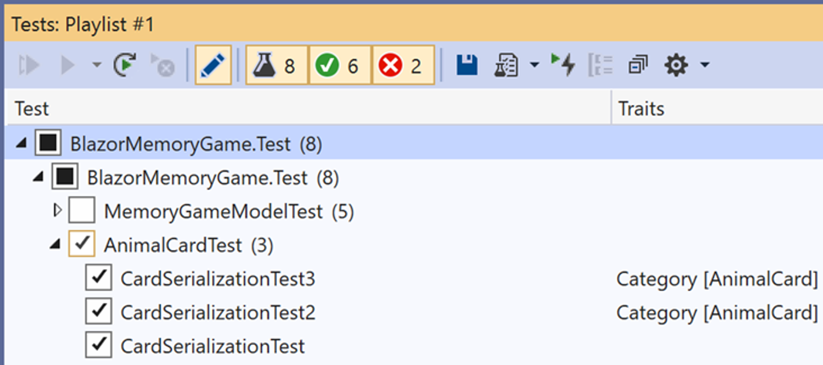 Explorateur de tests : modifier une playlist