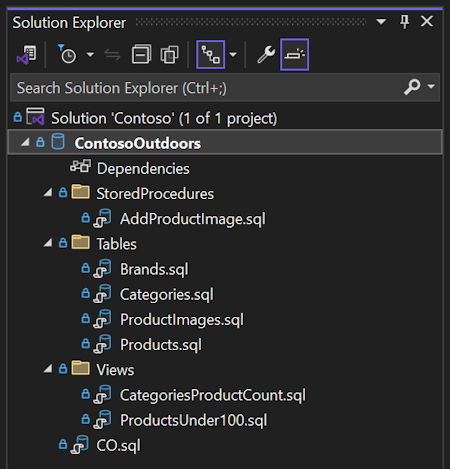 Projet SQL au format SDK dans l’explorateur de solution