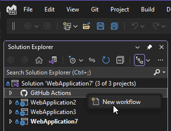 Création de workflows GitHub Actions à partir de l’Explorateur de solutions