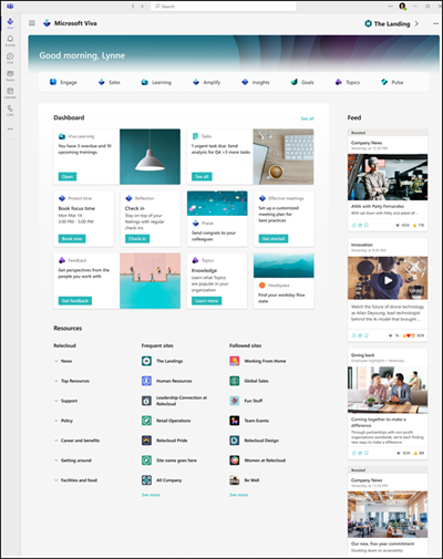 Image de l’expérience d’atterrissage Viva Connections dans l’application de bureau.