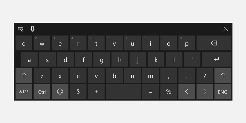 Clavier tactile Windows pour la formule