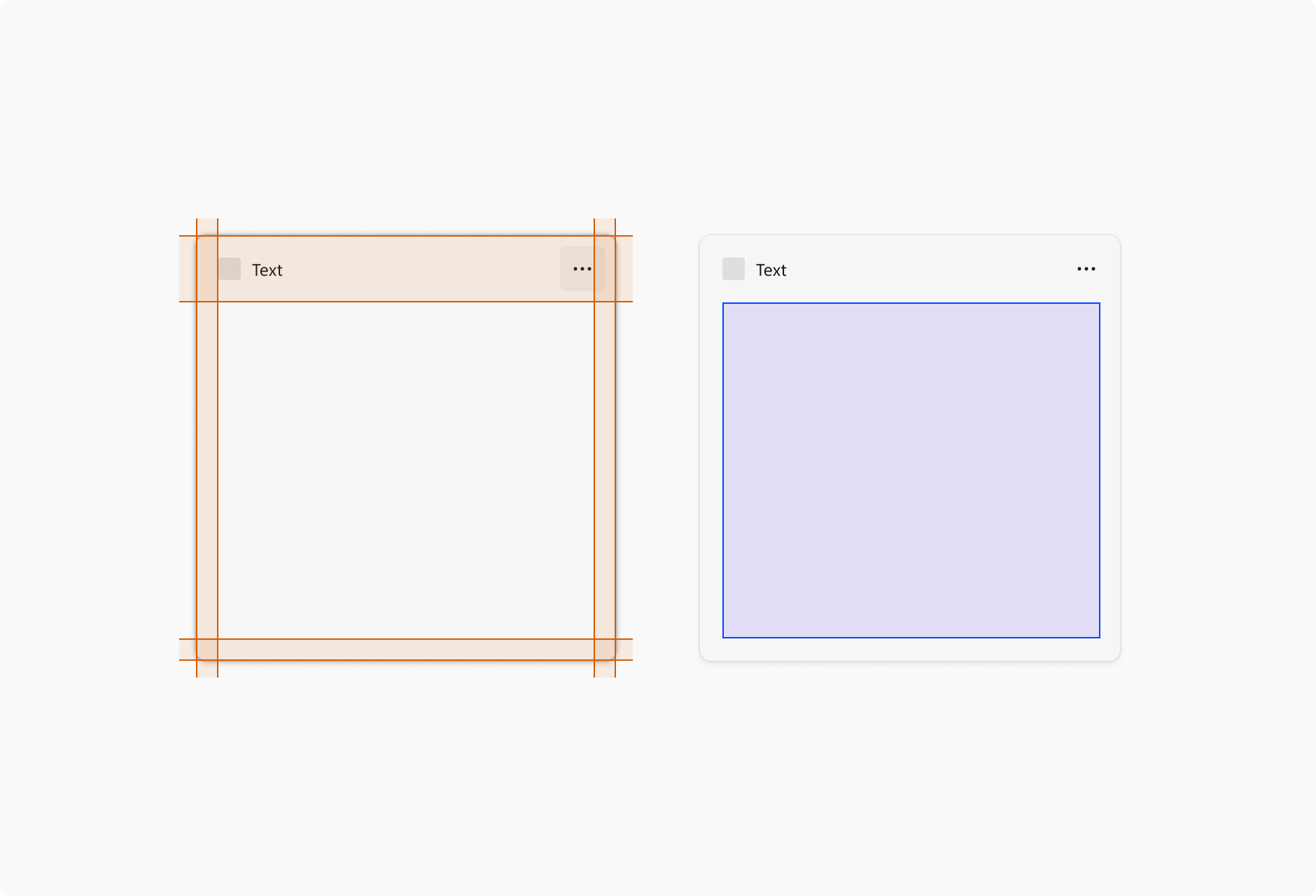 Schéma d’un widget avec des lignes directrices indiquant les marges. À côté, le diagramme d’un widget dont la zone située à l’intérieur des marges est colorée en bleu pour indiquer la zone de contenu.