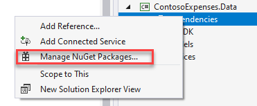 Gérer les packages NuGet...