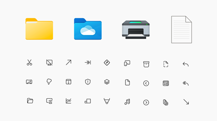 Image d’une sélection d’icônes Windows.