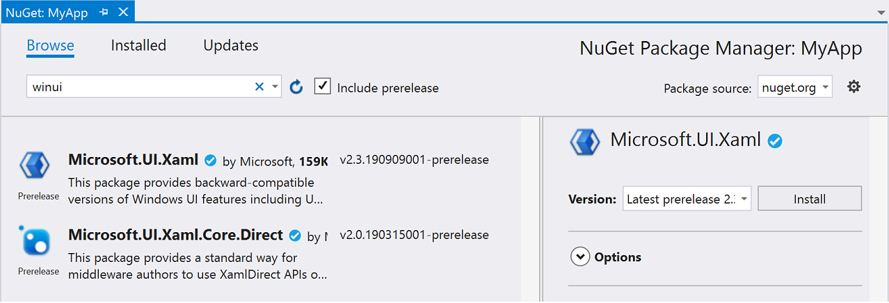 Gestionnaire de package NuGet