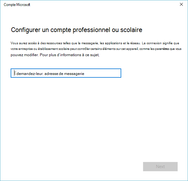 synchroniser un compte professionnel ou scolaire avec Azure AD.