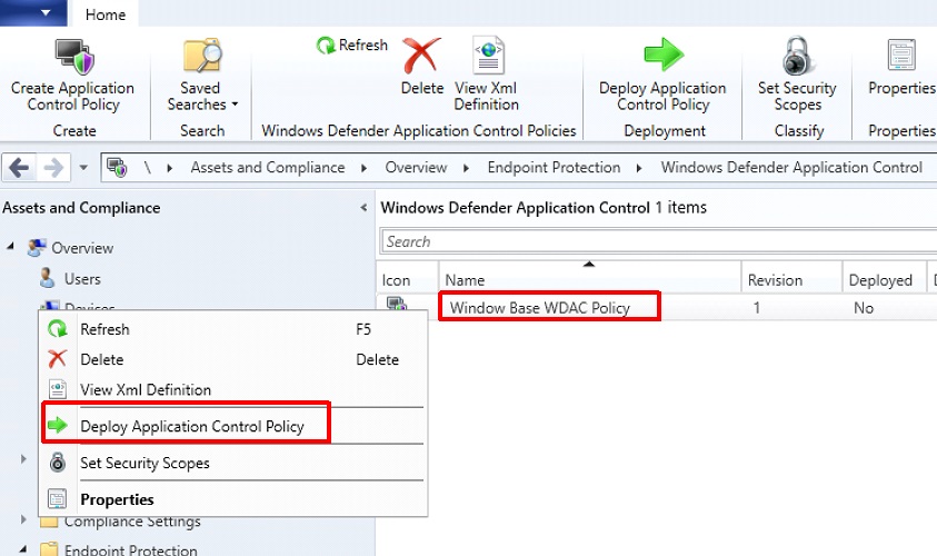 Déployez App Control via Configuration Manager.