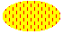 Illustration d’une ellipse remplie de lignes verticales en pointillés sur une couleur d’arrière-plan 