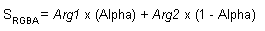 équation de l’opération de fusion alpha diffuse (s(rgba) = arg1 x alpha + arg 2 x (1 - alpha))