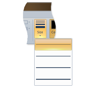 capture d’écran d’un contrôle de liste déroulantegallery dans le ruban Microsoft Paint.