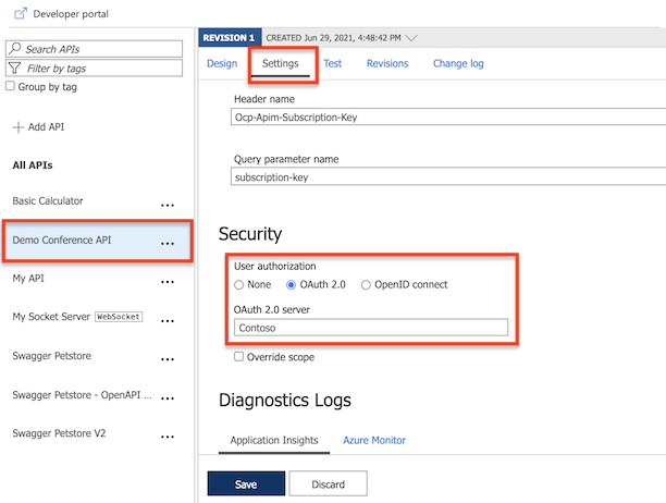 Configurare il server di autorizzazione OAuth 2.0