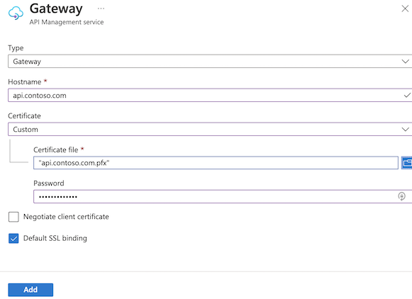 Configurare il dominio del gateway con un certificato personalizzato