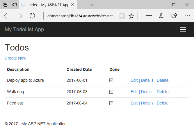 App Azure dopo la migrazione Code First