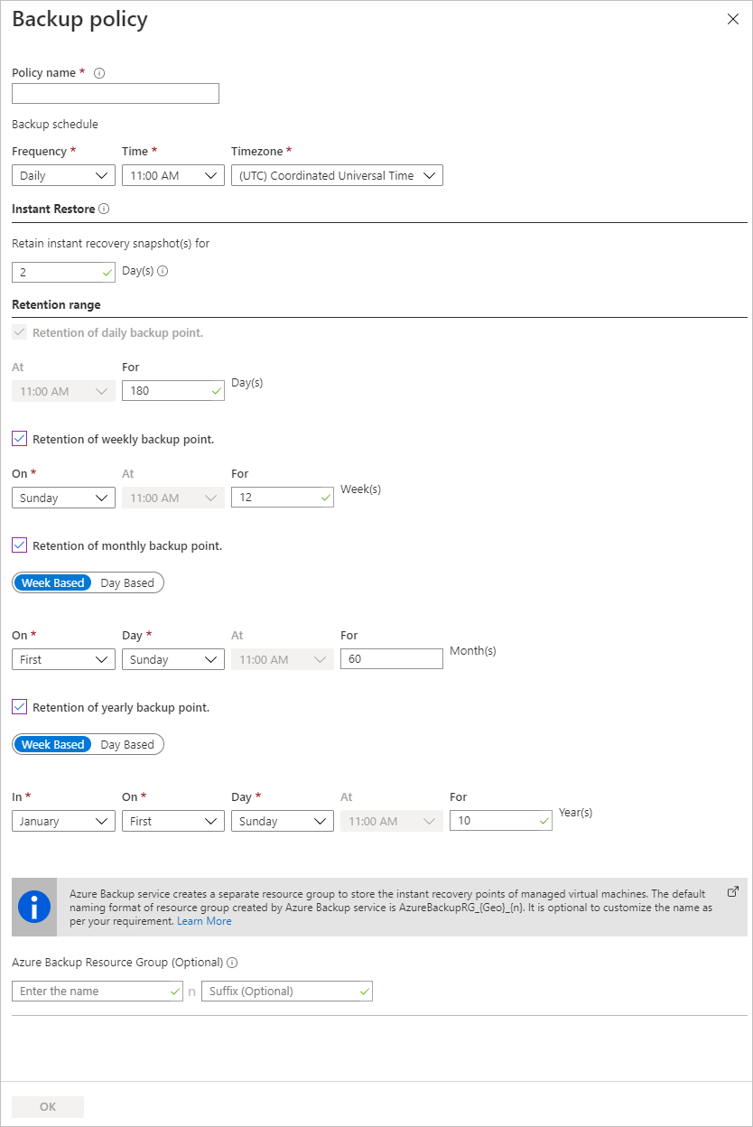 Nuovo criterio di backup