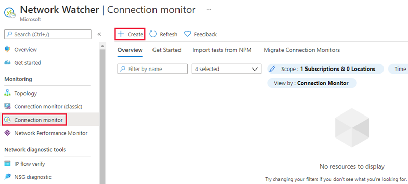 Screenshot del monitoraggio della connessione in Network Watcher.