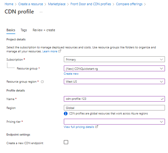 Variabili di input nella scheda Informazioni di base.