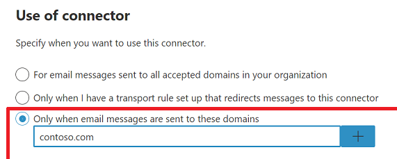 Schermata della procedura guidata del connettore per La nuova interfaccia di amministrazione di Exchange.