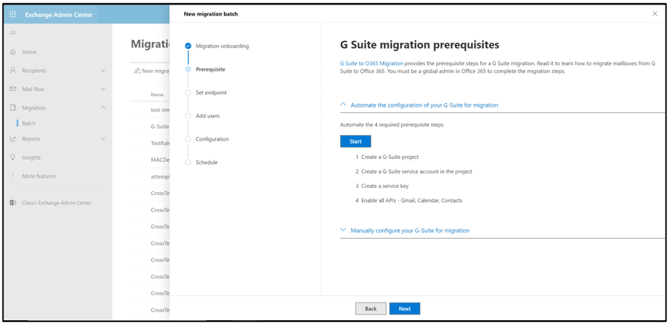 Acquisizione dello schermo dell'automazione G-suite.