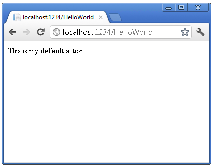 Screenshot che mostra un browser con il testo Questo è l'azione predefinita nella finestra.