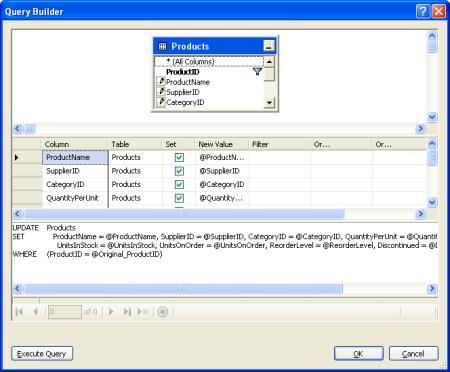 Configurare le istruzioni INSERT, UPDATE e DELETE in Generatore query