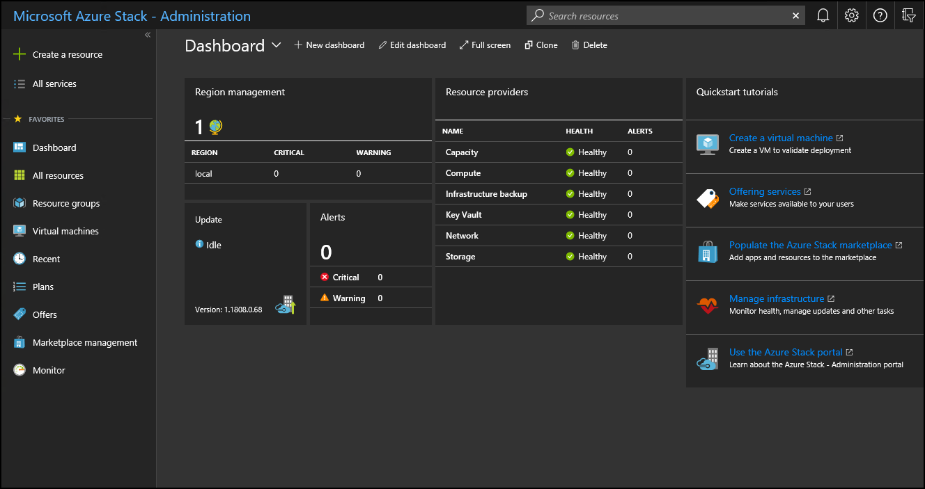 Portale di amministrazione dell'hub di Azure Stack