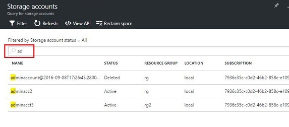 Trovare gli account di archiviazione dell'hub di Azure Stack