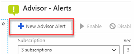 Screenshot che mostra Nuovo avviso di Advisor.