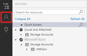 Gestione degli account in Storage Explorer