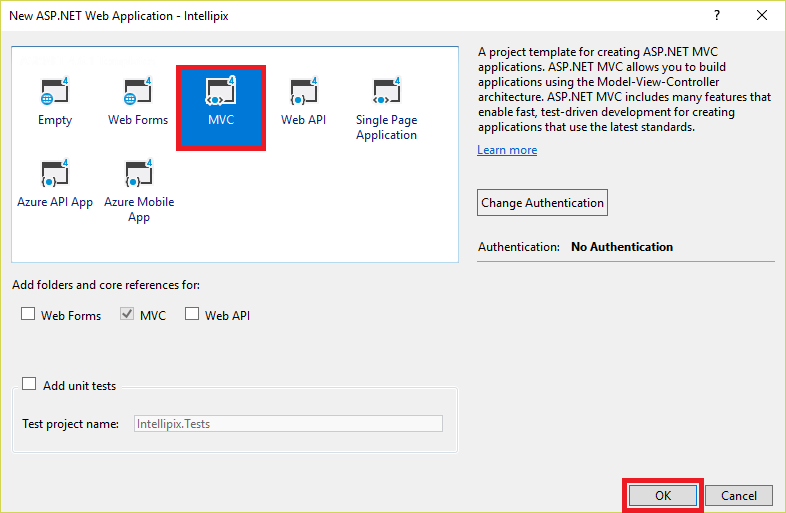 Creazione di un nuovo progetto MVC ASP.NET