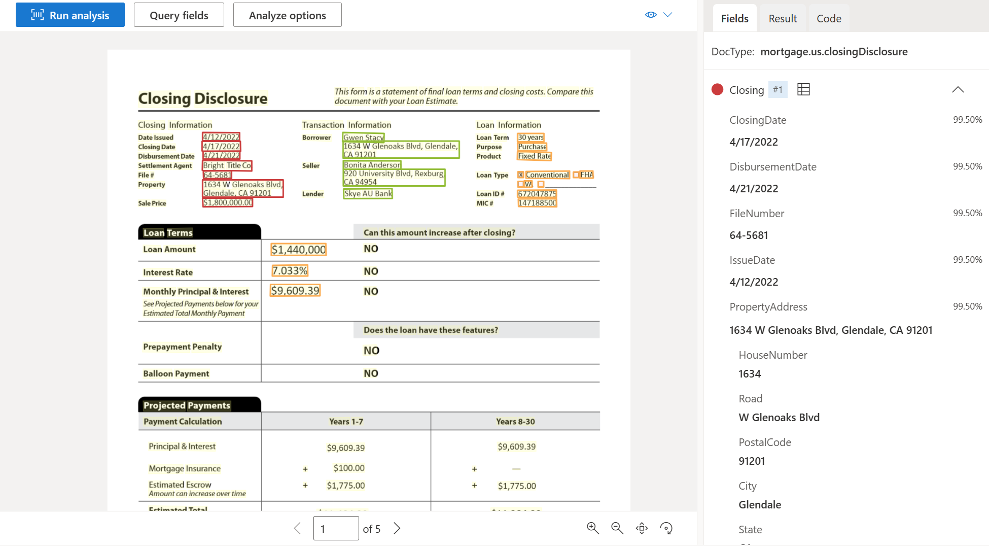 Screenshot di una informativa di chiusura di esempio.