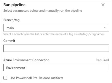 Screenshot di come scegliere il ramo per configurare il processo di rilascio.