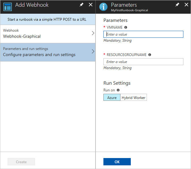 Creazione di webhook e assegnazione di parametri