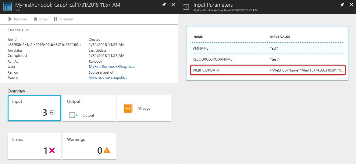 Parametro WebhookData