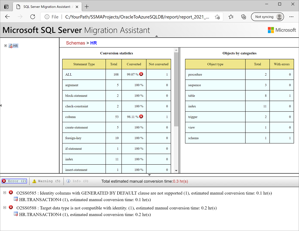 Screenshot che mostra un report di valutazione.