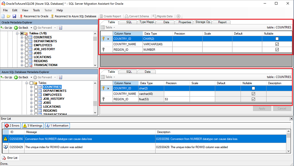 Screenshot che mostra lo schema Esamina consigli.