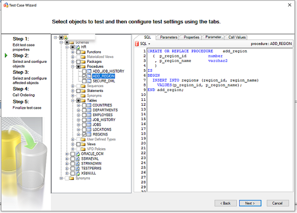 Screenshot che mostra il passaggio per selezionare e configurare l'oggetto.