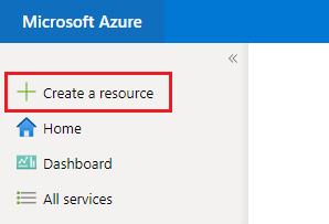 Screenshot del portale di Azure che mostra il pulsante per creare una risorsa.