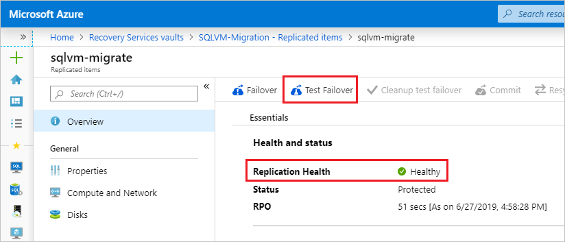 Testare il failover per la macchina virtuale